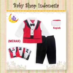 large Setelan Baju Koko Anak Tuksedo Merah